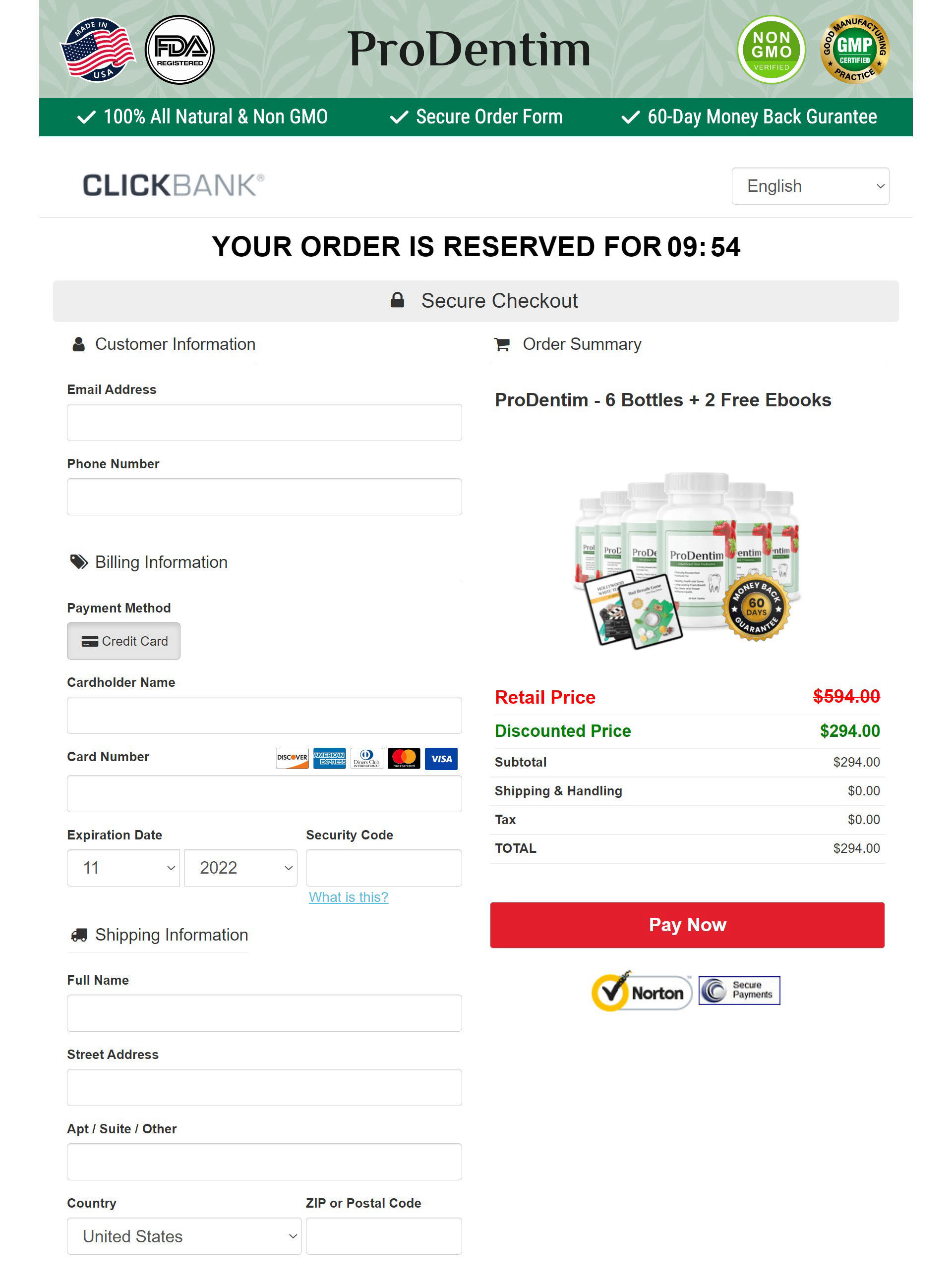 ProDentim ClickBank Secure Checkout Preview